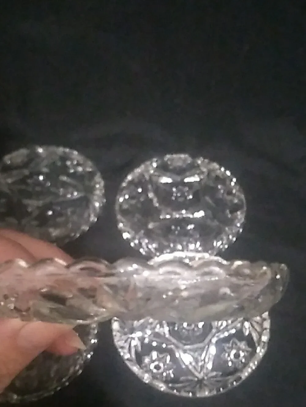 Anchor Hocking Pressed Clear Cut Glass Coaster Set 5 Star of David Pattern (B6) - Picture 5 of 7